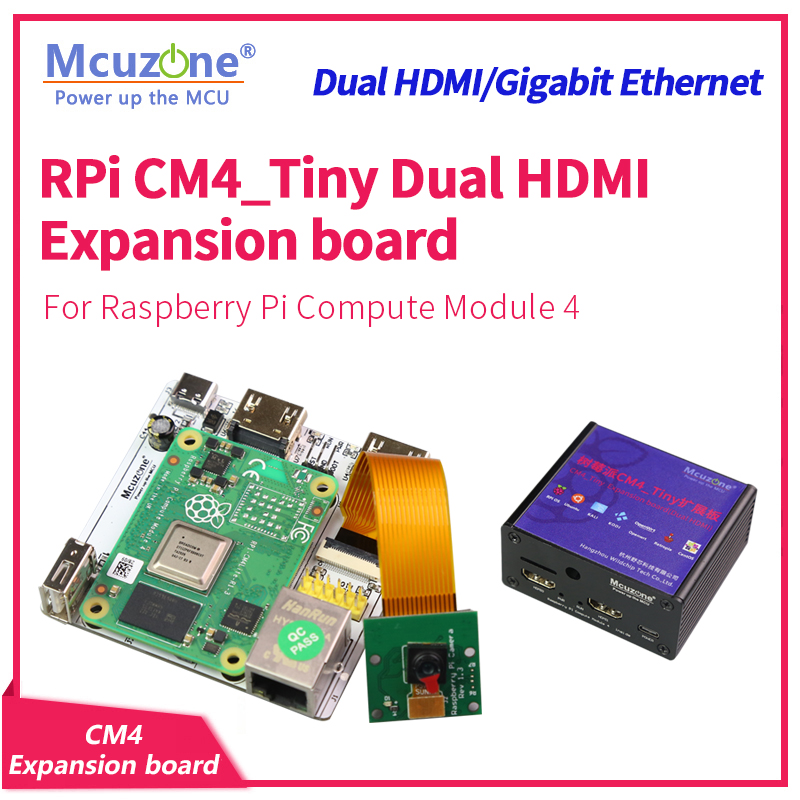 Raspberry Pi Compute Module 4 Dual Camera Board - لوحة توسيع RPi CM4_Tiny، HDMI مزدوج،